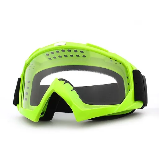 Motorcycle Motocross Goggles, Green Dirt Bike ATV MTB Riding Protective Eyewear - Transparent
