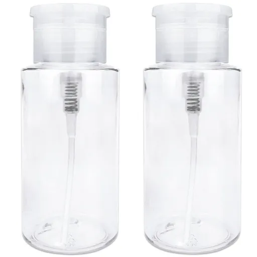 2pcs，Pump dispenser bottle Push down pump dispenser bottle with flip cover, suitable for nail polish remover and alcohol remover