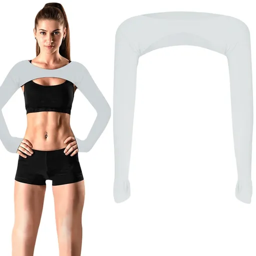 Breathable quick-dry arm warmers with shoulder protection and thumb holes, Gray