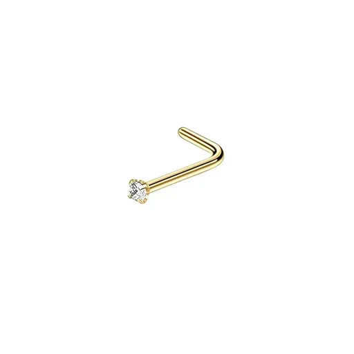 Stainless Steel Nosepiece with Gold Nose Stud Stylish Piercing Jewellery Women - L-Shaped Rod-1.5mm