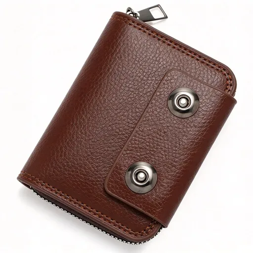 Retro Double Magnet Closure Business Card Case For Men, Accordion‑Style Multi‑Slot Design For Cards & Small Change, Halloween Daily Carry Accessory, K94‑51 Light Coffee
