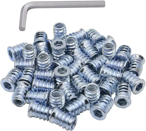 1/4-20 Hex Drive Threaded Inserts for Wood - 40 Pieces