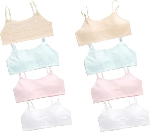 Training Bras for Girls Seamless Adjustable Cotton Cami Bralettes 7-14Y