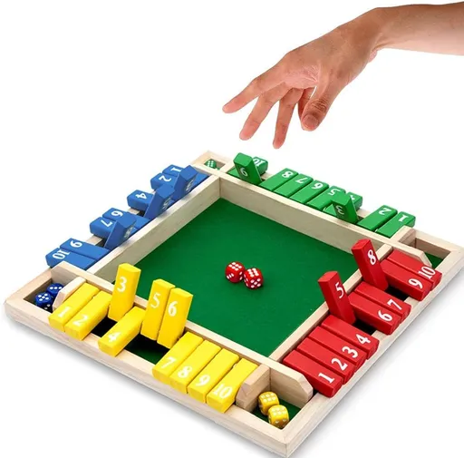 Shut The Box Dice Game,2-4 Player Family Wooden Board Table Math Games for Adults and Kids, 8 Dices Classics Games for Classroom,Home,Party or Pub