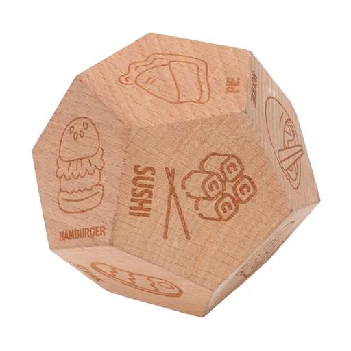 Food Decision Dice 12 Sided Wooden Portable Dinner Choosing Dice for Family Friends Gathering