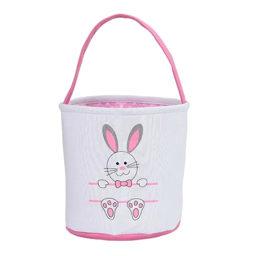 Cute Easter Bunny Canvas Basket Kids Easter Storage Gift and Egg Rabbit Basket for Children Party Decoration