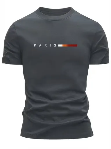 Men'S T-Shirt Lightweight T-Shirt Crew Neck T-Shirt Quick Dry T-Shirt Paris - Gray - Size S