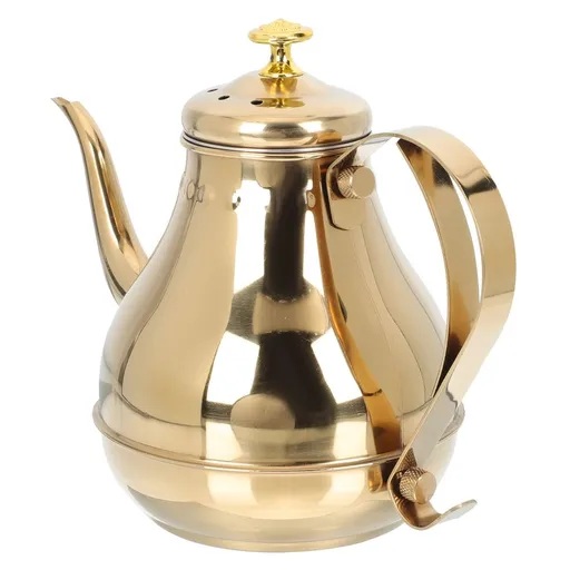 1Pcs Golden Round Stainless Steel Tea Kettle with Infuser for Home Use Daily Brewing 1.2L