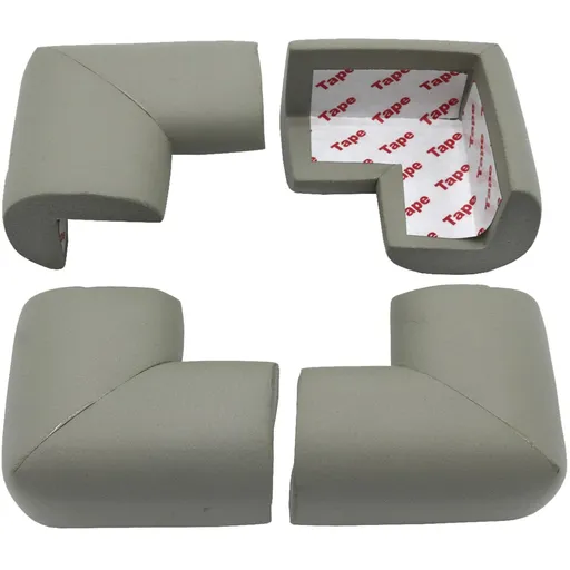 4 Pack Soft Foam Baby Proofing Corner Guards & Edge Protectors, Pre-Taped Table Corner Bumper, Cushion for Sharp L Type,Grey
