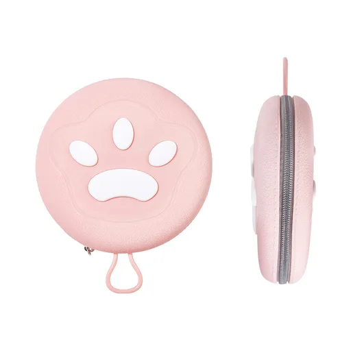 Portable Silicone Double Pet Bowl - Collapsible Travel Dog Feeder for Food & Water - 2 x 450ml Capacity with Zipper Case - Pink