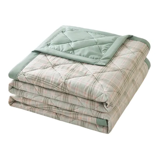 Reversible Patchwork Quilts,Lightweight Plaid Bedspreads Coverlets Quilt Bedding Blanket for All Seasons- green - 59X39"