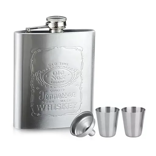 Hip Flask Portable Leak Proof Stainless Steel Whisky Hip Flask with Funnel for Hiking Climbing Fishing Camping 7oz