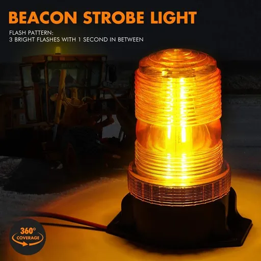 30 LED Amber Forklift Beacon Strobe Light Safety Warning Flashing Lights for 10-110V Mower, ATV, Trucks, Tractor,UTV, Cars, Bus