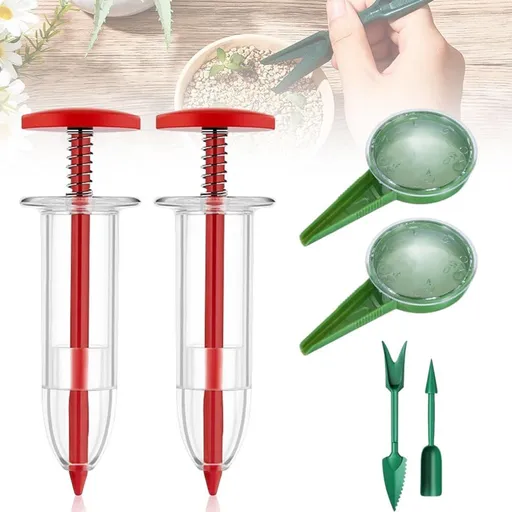 6 PCS Mini Seed Spreader, Small Seed Planter Tool, Manual Seedlings Dibber and Widger Set, Seed Sower Spreader Handheld