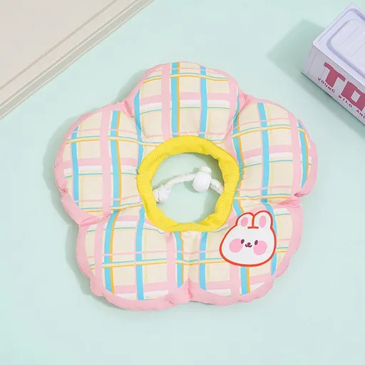 AMOOR Dog Cat Sunflower Cone Collar Polyester Pink Rabbit