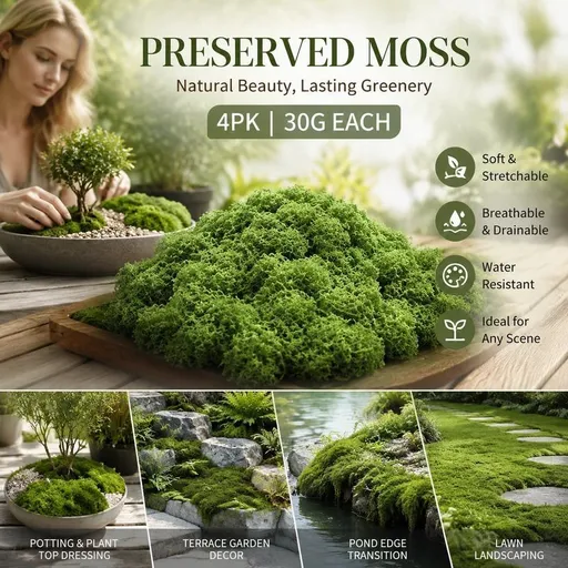 Light Green Faux Thread Moss Micro Scene DIY Supply 4 Pack 30g
