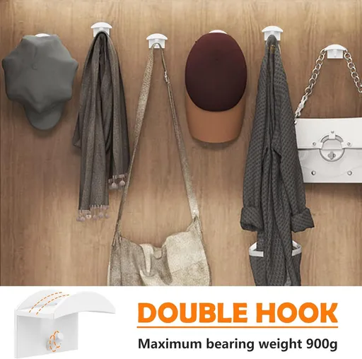 Hat Hangers for Wall Hat Hooks for Wall Wall Mount Hat Rack for Necklace Display for Baseball Caps Self-Adhesive (20 Count, White)