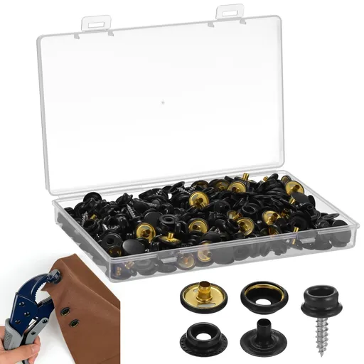 350PCS Copper Button Snap Kit with Storage Box, 100 Set Heavy Duty Snap Fasteners Kit, Press Button for Fabric, Boat Cover Repair, Home & Marine Applications