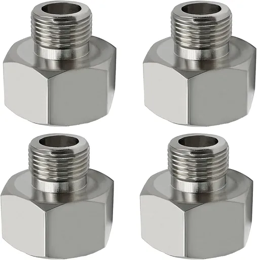 Brass Water Line Adapter 1/2" Female to 3/8" Male Reducer Hose Pipe Compression Fitting Kitchen Bathroom Faucet Supply Hose, Stop Valve Adapter, Pipe Connector With Rubber Washer(Pack of 4)