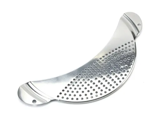 Pot Pan Strainer Board Crescent Shape Draining Hole Wash Fruit Vegetable Filter-Silver