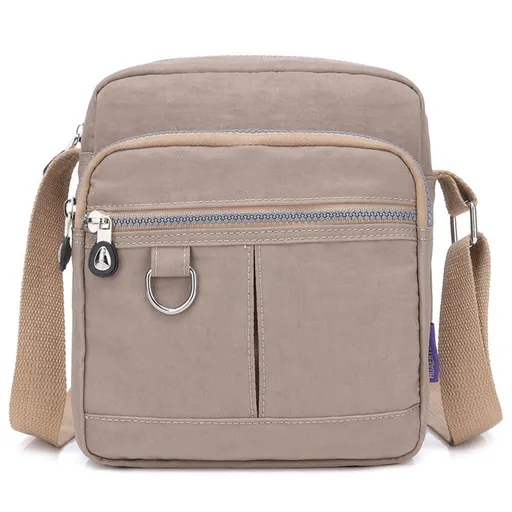 Ladies Shoulder Bag Nylon Fabric Lightweight Crossbody Small Casual Handbag - Apricot