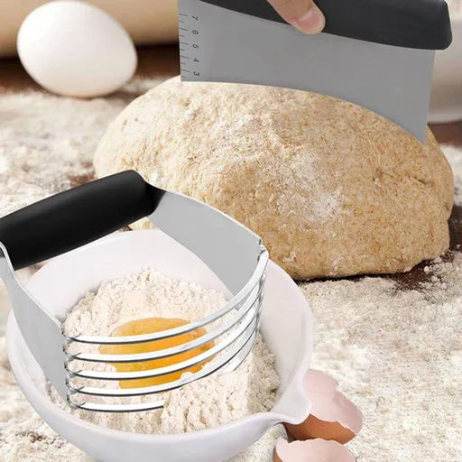 Worgeous 3PCS Stainless Steel Pastry Cutter Dough BBQ Brush Set for Kitchen Home Restaurant