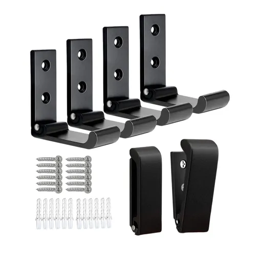 Foldable Coat Hooks 6pcs Black Wall Hooks for Hanging Towel No Rust Aluminum Folding Hooks for Hanging Wall (Black)