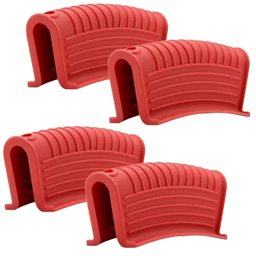 Silicone Assist Hot Pan Handle Holder Hot Skillet Handle Covers Pot Holder Sleeve Cast Iron Skillets Nonslip Heat (4pack) (Red)