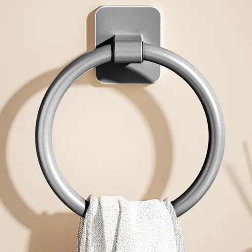 Towel Ring No Drill Bathroom Bathroom Towel Rack Round Towel Racks for Bathroom, Small Size Hand Towel Hanging Rod Rag Towel Rack Black