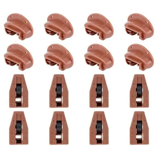 8Sets Plastic Drawer Track Guides Kit,Drawer Slides Guides Replacement Parts for Center Mount Drawer Dresser Drawer,8sets x Drawer Track Guides,Brown