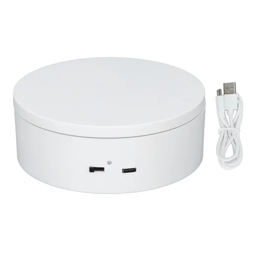 White Automatic 360° Rotating Display Turntable 3KG Load Bearing Electric Display Turntable Stand for Shop Diameter 13cm/5in