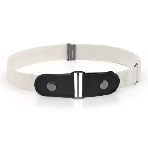 Buckle-Free Elastic Invisible Comfortable Womens No Bulge Hassle Belt For Jeans - White
