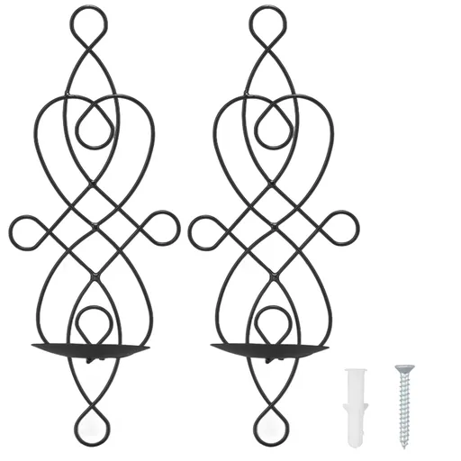 2 Sets Iron Wall Candle Sconce Holder Foldable Deformation Resistance Innovative Wall Candle Holder for Bedroom Dining Room Black