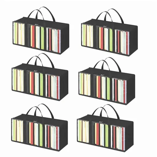 DVD Storage Bags 6 Pcs, Clear PVC Plastic CD Organizer with Handles and Zipper, Media Holder