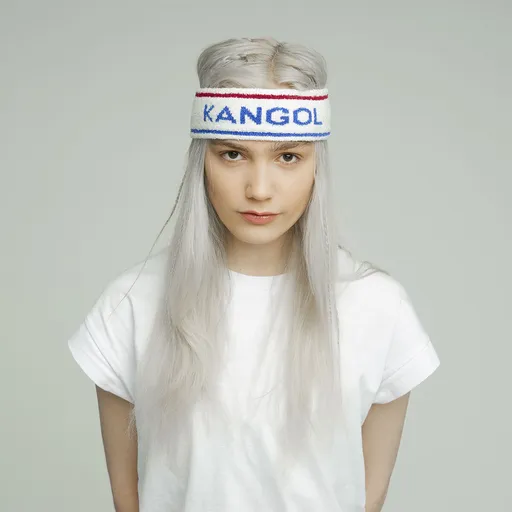 Kangol Bermuda Stripe Headband Stretch Sweatband - White/Ciano - One Size