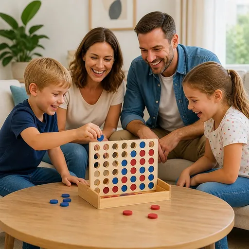 Wooden 4 in a Row Game Classic Family Board Game Educational Toy for Kids & Children