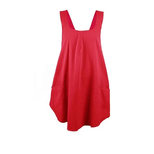 Soft Polyester Apron Cross Back Aprons with 2 Pockets Women’s Square Apron Garden Smock for Baking Cooking Red