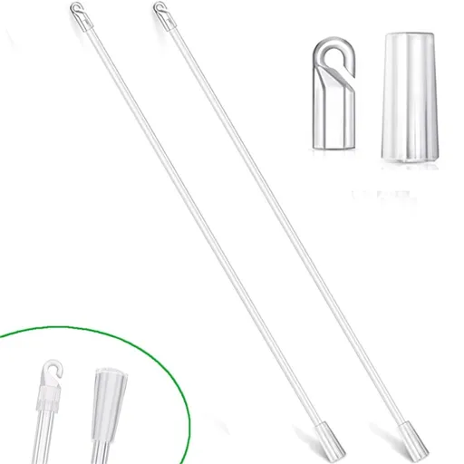 17 Inches Blind Tilt Wand with Hook and Handle, Acrylic Clear Blind Rod Replacement, Blind Opener Stick Long, Vertical Blind Wand Control Part Opener Accessory (2 Sets)