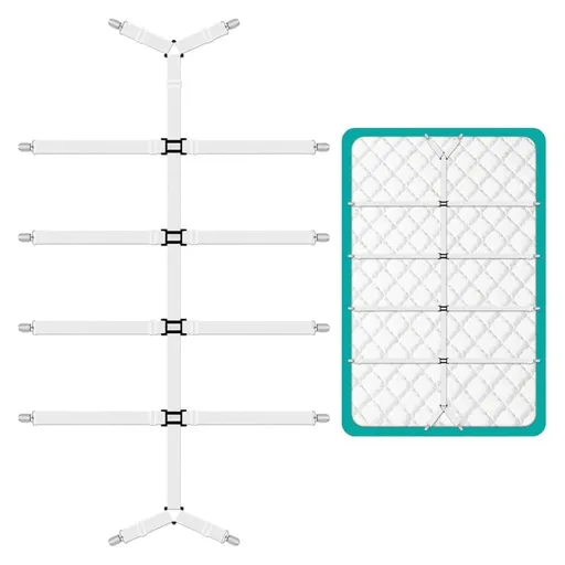 Adjustable Sheet Holders Elastic Bands Metal Clips for Securing Sheets Mattress Covers Sofa Covers White