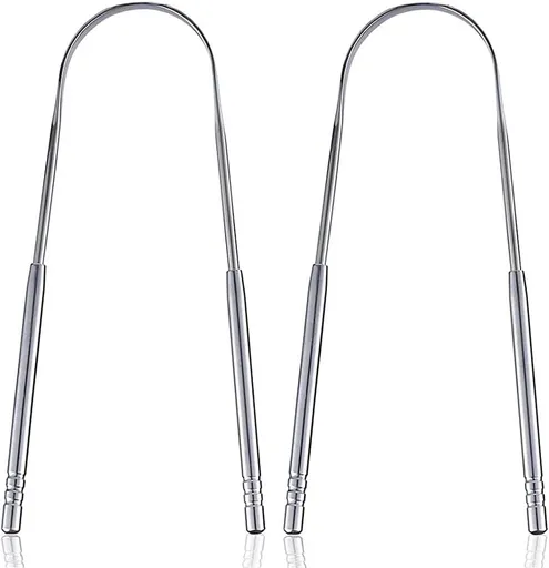 Tongue scraper - Stainless steel tongue cleaner - Freshens breath - Restores taste - Pack of 2