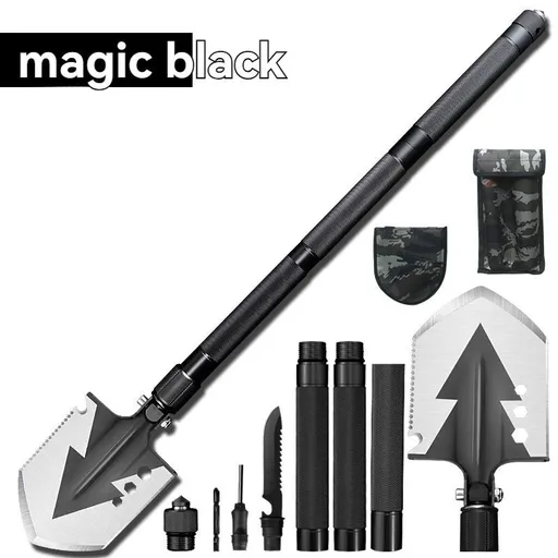 multifunctional military shovel, outdoor folding shovel, survival gear, heavy-duty spade, camping tool, hiking shovel, Australian outdoor gear, detachable shovel, emergency tool - Black - Size 96CM