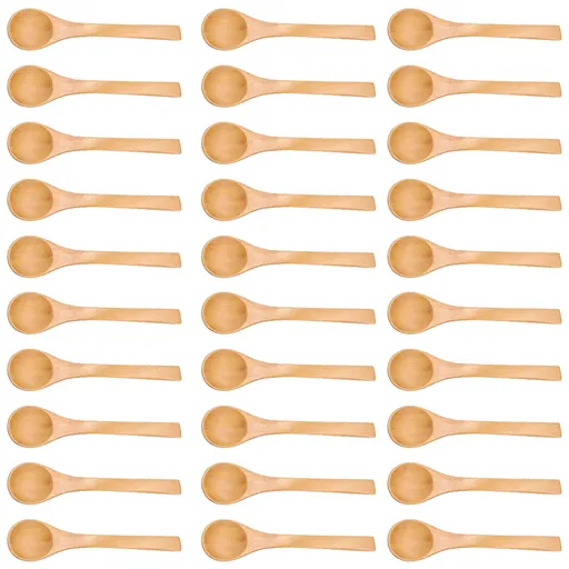 30pcs Mini Natural Wooden Children Spoon Kitchen Condiment Tool