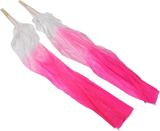 Dance Fan, 1 Pair Long Fan Belly Fans Folding Performance Classical (Pink)