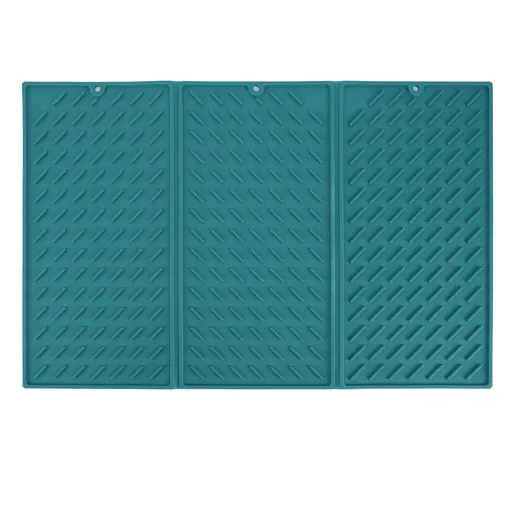 3 Fold Counter Foldable Drying Mat Silicone Fast Drying Waterproof Reusable Drying Kitchen Mat for Kitchen Bathroom Green