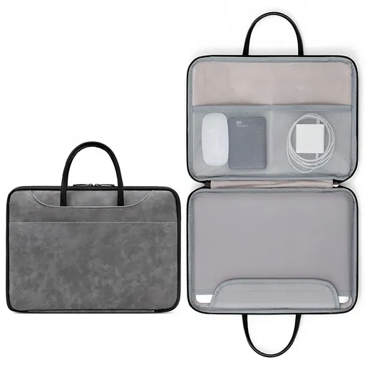 14 Inch PU Leather Laptop Bag, Portable Waterproof Laptop Case, Full Opening and Closing Sleeve Handbag, Briefcase for MacBook Air, Ipad, Business Travel