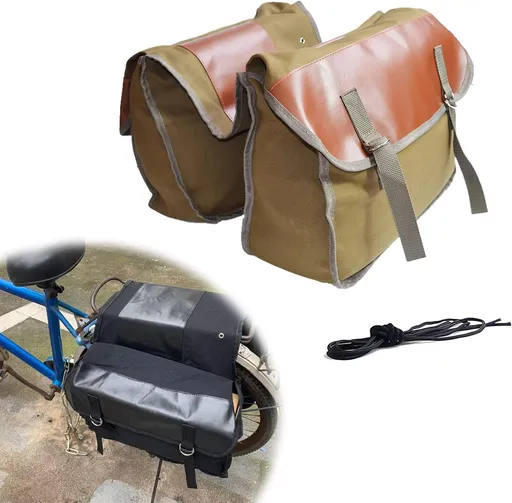Large Capacity Motorcycle Side Panniers, Durable & Foldable Canvas Two Side Saddlebags