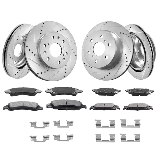 Brake Disc Rotors Kit Low Dust Noise 13 Inch 13.6 Inch for 14-18 Chevy Silverado GMC Sierra 1500 15-20 Suburban Tahoe Yukon XL Escalade ESV