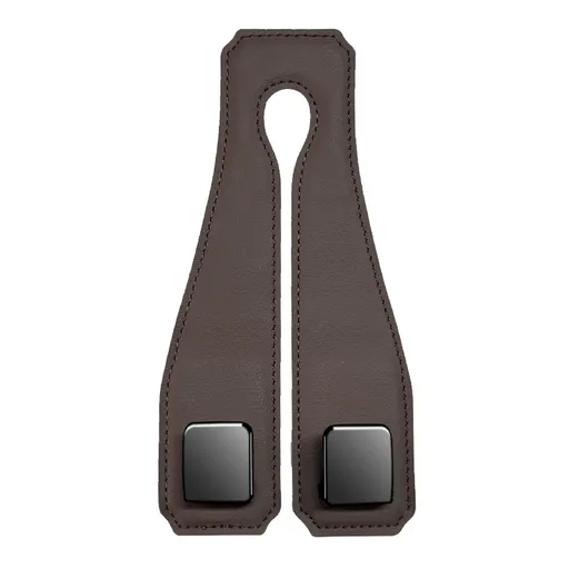 Coffee Heavy Duty Car Headrest Hooks (Set of 4 Units) - PU Leather Seat Back Organizer Hangers