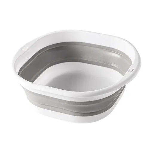 Foldable Massage Foot Bath Bucket with Retractable Design, Portable and Large Capacity for Home Use, Silicone Material with Anti-Slip, Grey