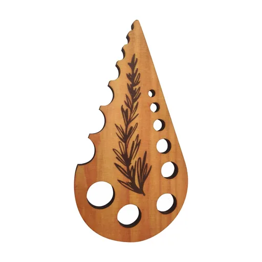 8 Hole Herb Stripper, Wooden Herb Tool with Apertures for Removing Leaves from Parsley Coriander and Thyme, Kitchen Gadget, Khaki